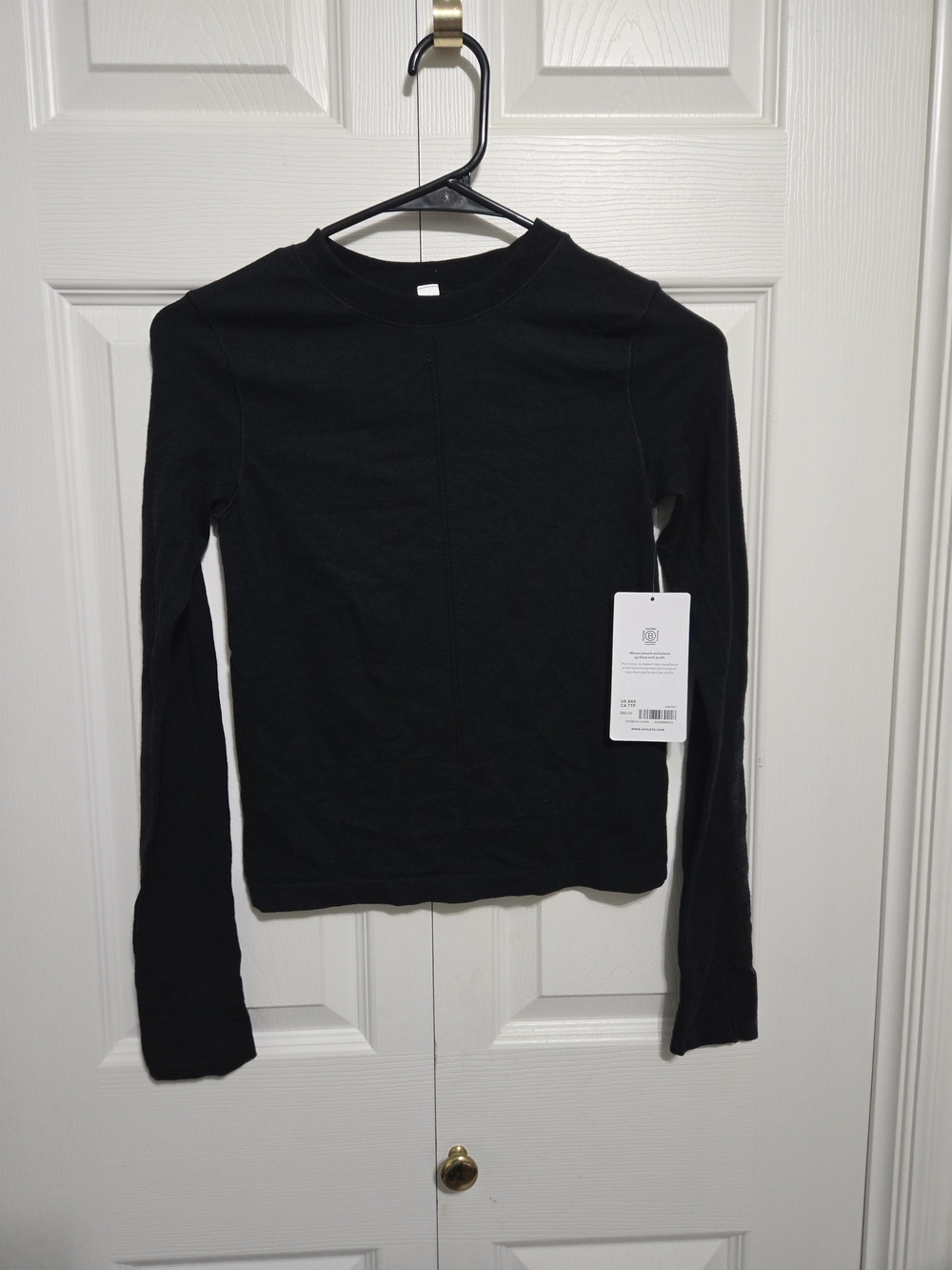 Athleta Black Long-Sleeve Crewneck Top Size XXS